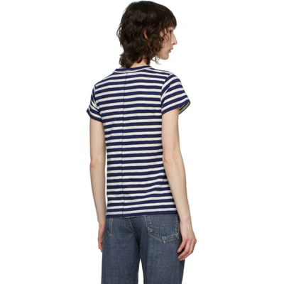 Shop Rag & Bone Blue & White Striped 'the Slub' T-shirt In Blustrpe