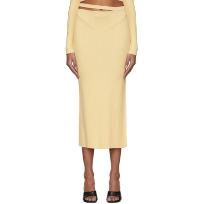 Shop Anna October Yellow Stevi Knitted Midi Skirt