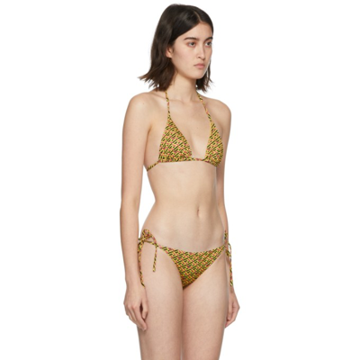 Shop Versace Yellow Monogram Bikini Top In 5y010 Yellow+multico
