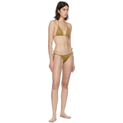 Shop Versace Yellow Monogram Bikini Top In 5y010 Yellow+multico