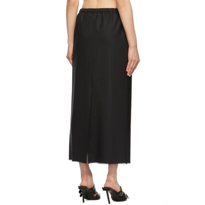 Shop Junya Watanabe Black Wool Stripe Sequin Embroidery Skirt In 1 Blk/blk