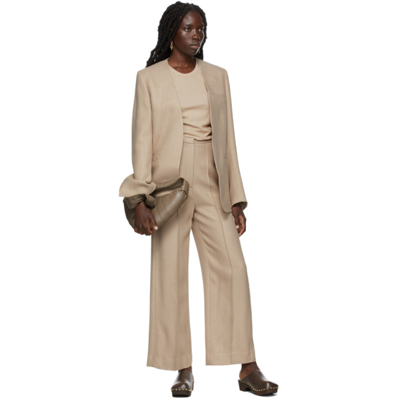 Shop Totême Jumbo Twill Wide-leg Trousers In 829 Buttermilk Struc