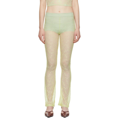 Shop Ichiyo Ssense Exclusive Green Lace Leggings In Pale Green