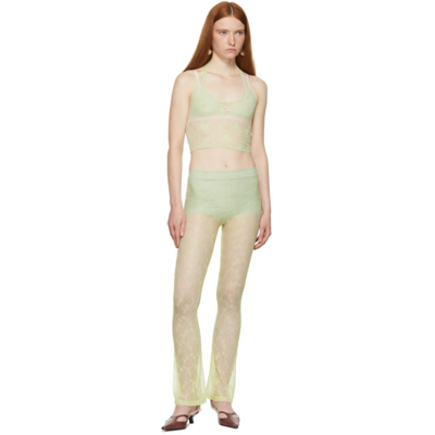 Shop Ichiyo Ssense Exclusive Green Lace Leggings In Pale Green