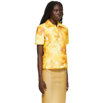 Shop Kwaidan Editions Padded Mesh Polo In Yellow Curtain