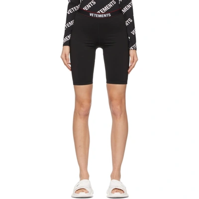 Shop Vetements Black Logo Cycling Shorts