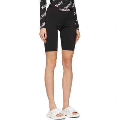 Shop Vetements Black Logo Cycling Shorts