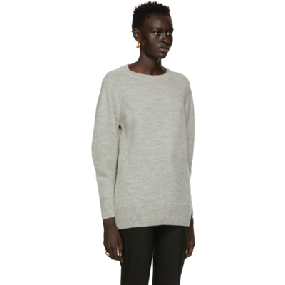 Shop Caes Grey Oversized Wool Knit Sweater In Light Grey