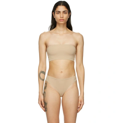 Shop Skims Beige Fits Everybody Bandeau Bra In Clay