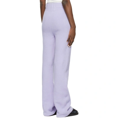 Shop The Elder Statesman Purple Medium Rib Flare Lounge Pants In Lavendar