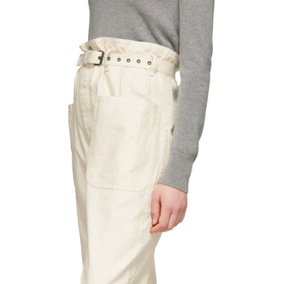 Shop Isabel Marant Étoile Off-white Linen Rinny Trousers In 23ec Ecru