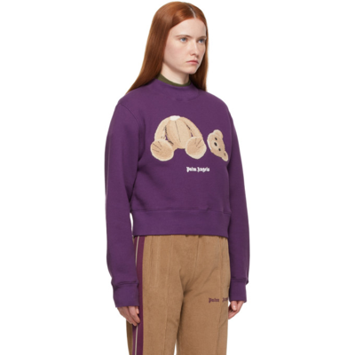 Shop Palm Angels Purple Fitted Teddy Bear Sweatshirt In Purple Br