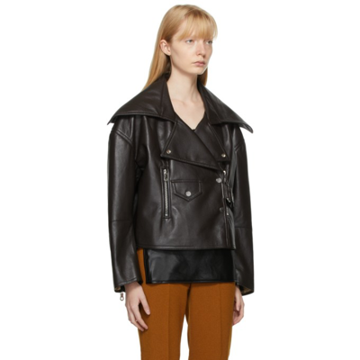 Shop Nanushka Black Regenerated Leather Ado Jacket In Dark Brown