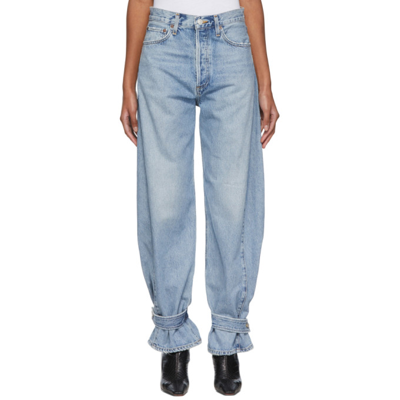 Shop Agolde Blue Cleo Pieced Wide-leg Jeans In Twisted (two Toned I