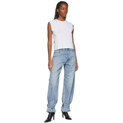 Shop Agolde Blue Cleo Pieced Wide-leg Jeans In Twisted (two Toned I