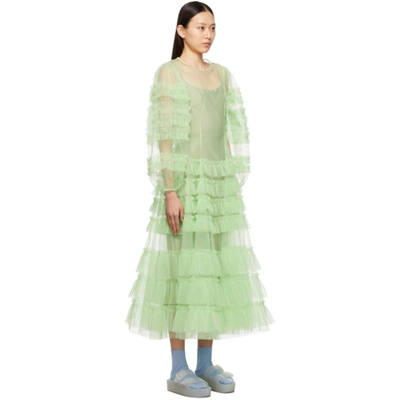 Shop Molly Goddard Green Kendi Long Sleeve Thrill Dress In Mint Green