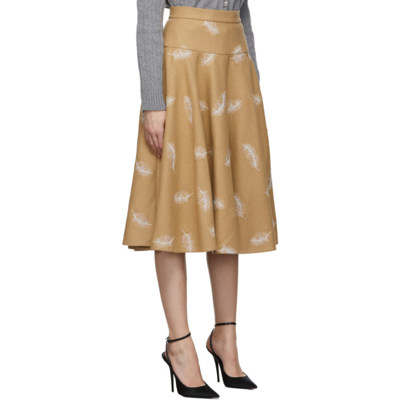 Shop Erdem Beige Wool Starla Skirt In Camel/white