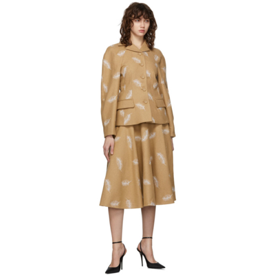 Shop Erdem Beige Wool Starla Skirt In Camel/white