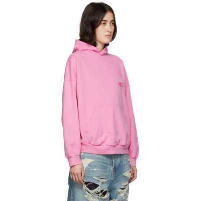 Balenciaga Wide Fit Embroidered Logo Cotton Hoodie In 5700 Pink/pink