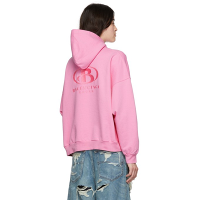 Shop Balenciaga Pink Logo Hoodie In 5700 Pink/pink