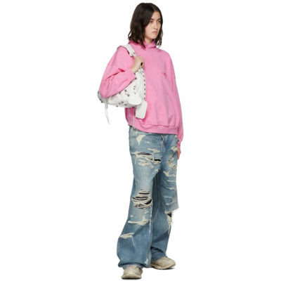 Balenciaga Wide Fit Embroidered Logo Cotton Hoodie In 5700 Pink/pink