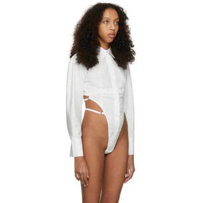 Shop Jacquemus White La Montagne 'la Chemise Body' Bodysuit In 100 White