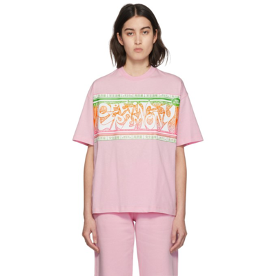 Shop Opening Ceremony Pink Crazy Letter Label T-shirt In Pink Lady