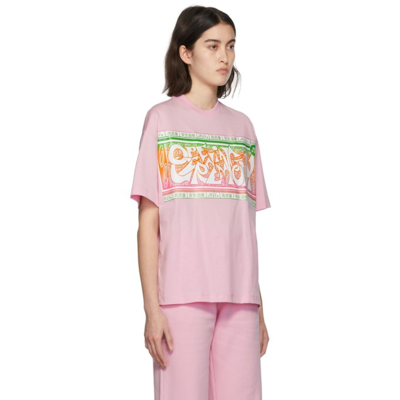 Shop Opening Ceremony Pink Crazy Letter Label T-shirt In Pink Lady