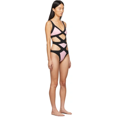 Shop Agent Provocateur Pink & Black Mazzy One-piece Swimsuit In Baby Pink/black