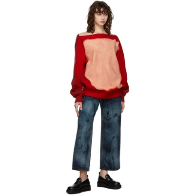 Shop Marni Red Double-dyed Corrosion Print Sweatshirt In Ccc24 Pink Sand