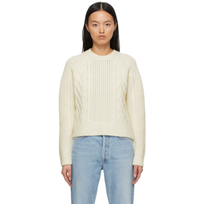 Shop Re/done Off-white 50s Crewneck Sweater In Ivory