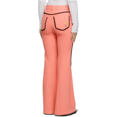 Shop Cormio Pink Bianca Contrast Flare Trousers