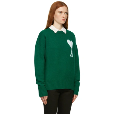 Shop Ami Alexandre Mattiussi Green Knit Ami De Coeur Sweater
