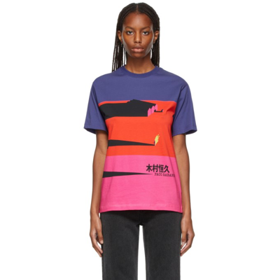 Shop Paco Rabanne Graphic Jersey T-shirt In M666 Fuchsia/violet