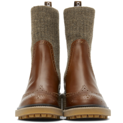 Shop Chloé Brown Franne Sock Boots In 236 Classic Tobacco