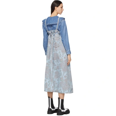 Shop Ganni Blue Levi's Edition Denim Printed Dress In Light Denim