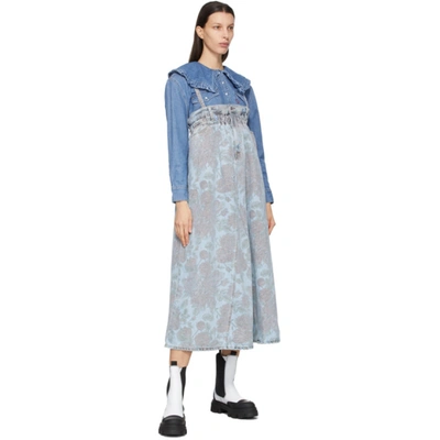 Shop Ganni Blue Levi's Edition Denim Printed Dress In Light Denim