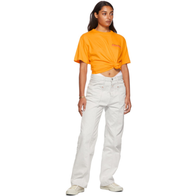 Shop Heron Preston For Calvin Klein Orange Season 2 Heavy Weight T-shirt In 710 Sunflower