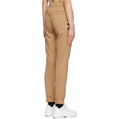 Shop Burberry Check Core Fite Lounge Pants In Camel