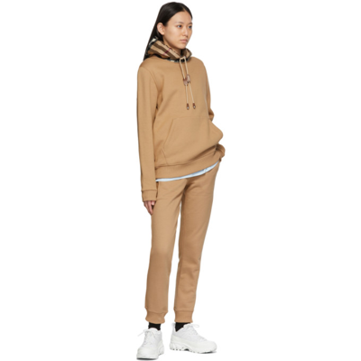 Shop Burberry Check Core Fite Lounge Pants In Camel