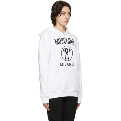 Shop Moschino White Double Question Mark Hoodie In A2001 White