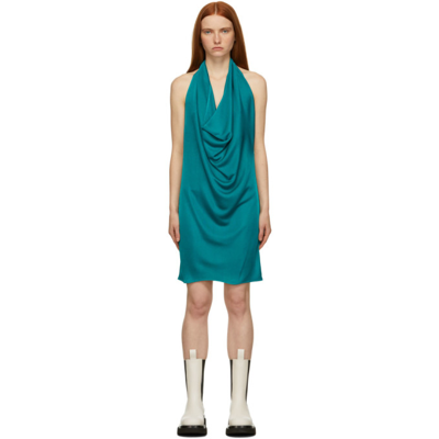 Shop Bottega Veneta Blue Knit Shine Dress In 4467 Blaster