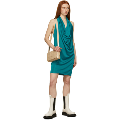 Shop Bottega Veneta Blue Knit Shine Dress In 4467 Blaster