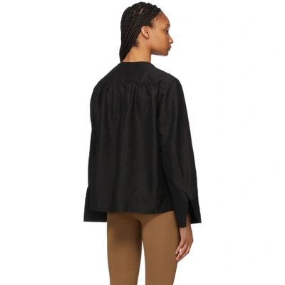 Shop Totême Black Linen Half Button Shirt