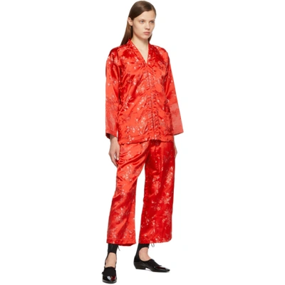 Shop Comme Des Garçons Comme Des Garçons Red Jacquard Trousers In 2 Red