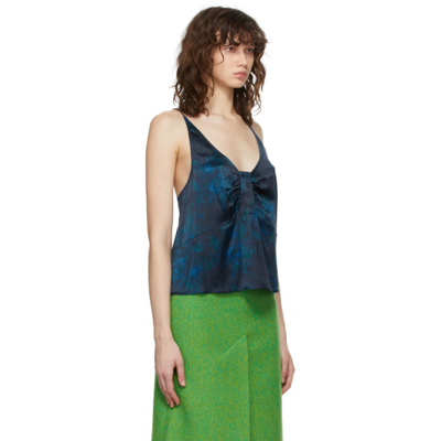 Shop Ganni Blue Silk Camisole In 683 Sky Captain