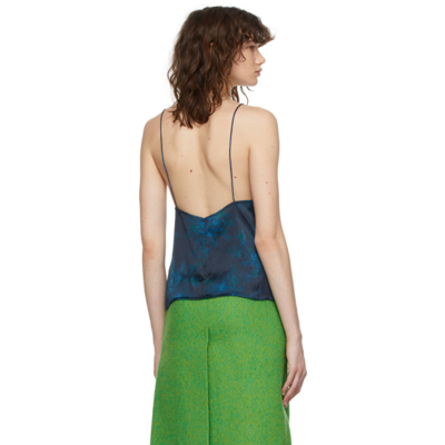 Shop Ganni Blue Silk Camisole In 683 Sky Captain