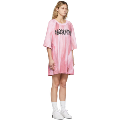 Shop Moschino Pink Painted T-shirt Dress In A3224 Pink
