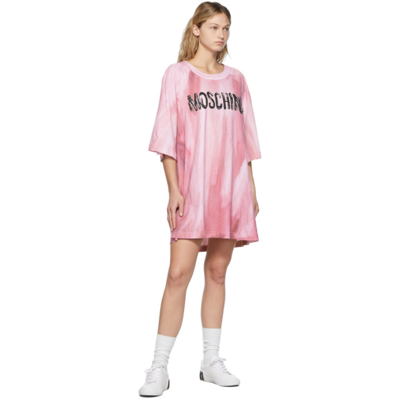 Shop Moschino Pink Painted T-shirt Dress In A3224 Pink