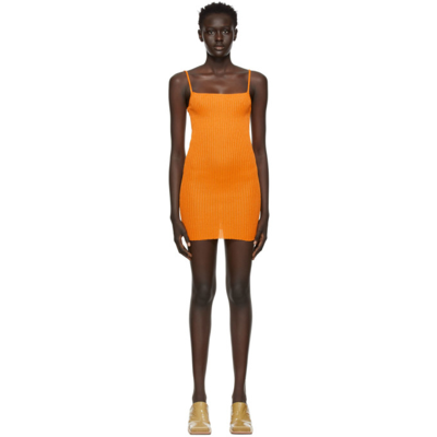 Shop A. Roege Hove Orange Square Neck Short Dress In 093 Tangerine